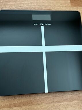 Digital Bathroom Scale - Black with White Cross New in Box